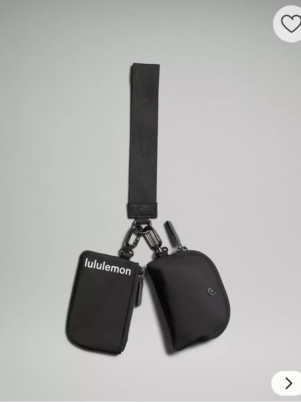 Lululemon Black Dual Pouch Keychain Strap Wristlet